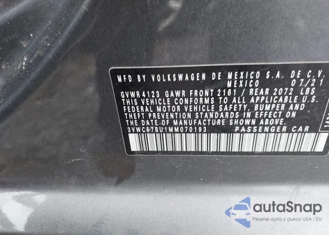 2021 Volkswagen Jetta 1.4T R-Line/1.4T S/1.4T Se from USA, damaged, VIN 3VWC57BU1MM070193